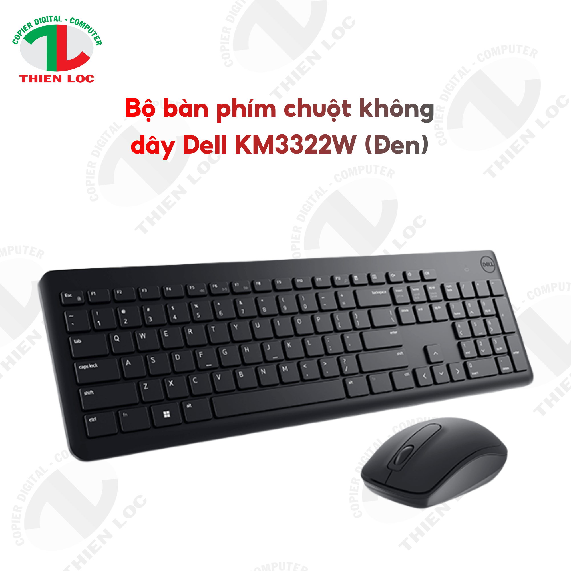 Bộ bàn phím chuột không dây Dell KM3322W (Đen)